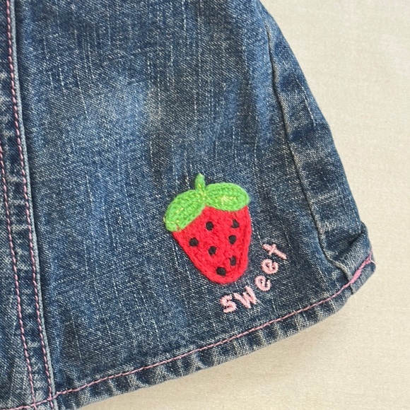 Gymboree - Blue Denim Skort with Flared Design and embroidered strawberry - Picture 3 of 6
